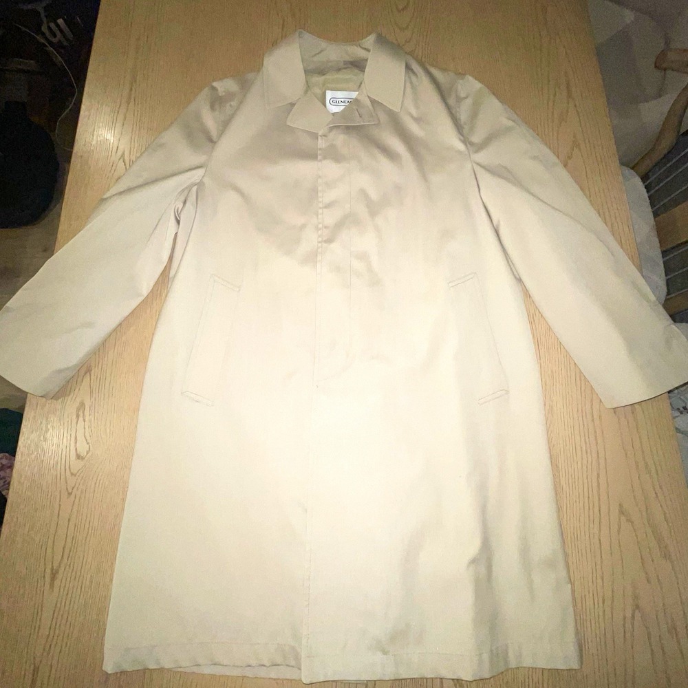 Vintage Gleneagles Men’s Trench Coat Rain Jacket Beige Khaki Size 42R Classic
